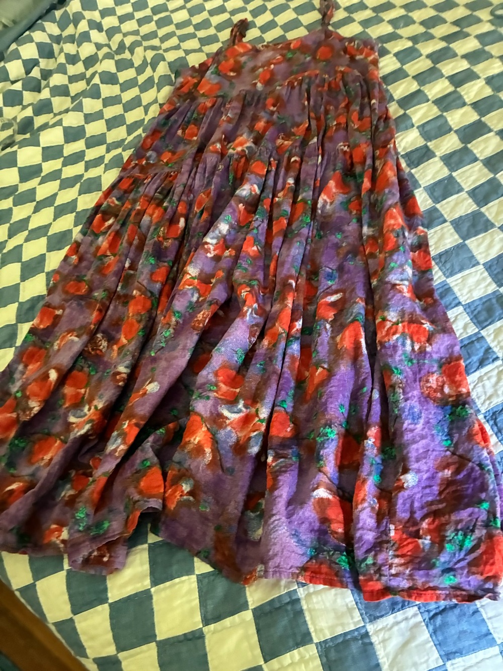 Purple Floral Tiered Sun Dress Women